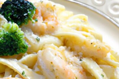 Creamy Fettuccine Alfredo with Shrimp & Broccoli Delight