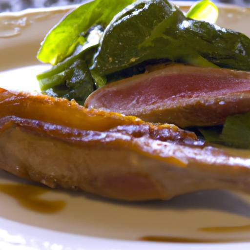 Savor Seared Duck Breast Paired with Garlic-Infused Spinach