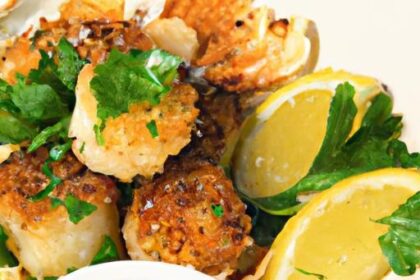 Crispy Air Fryer Lemon Garlic Butter Scallops Delight